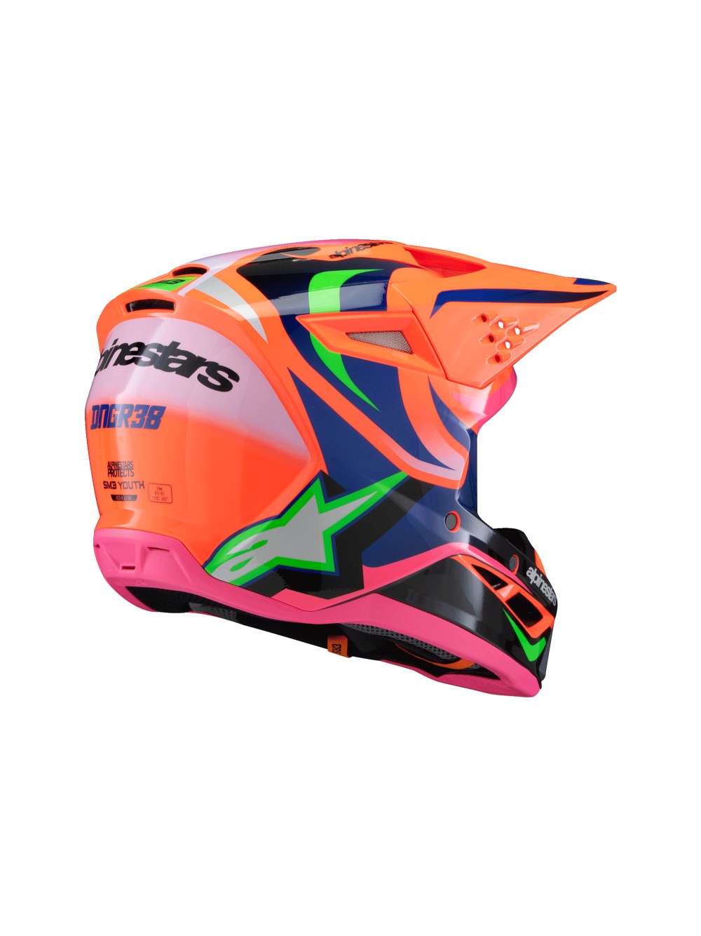 ALPINESTARS 2025 YOUTH SUPERTECH M3 DEEGAN HELMET - ORANGE FLUO PURPLE PINK FLUO GLOSSY