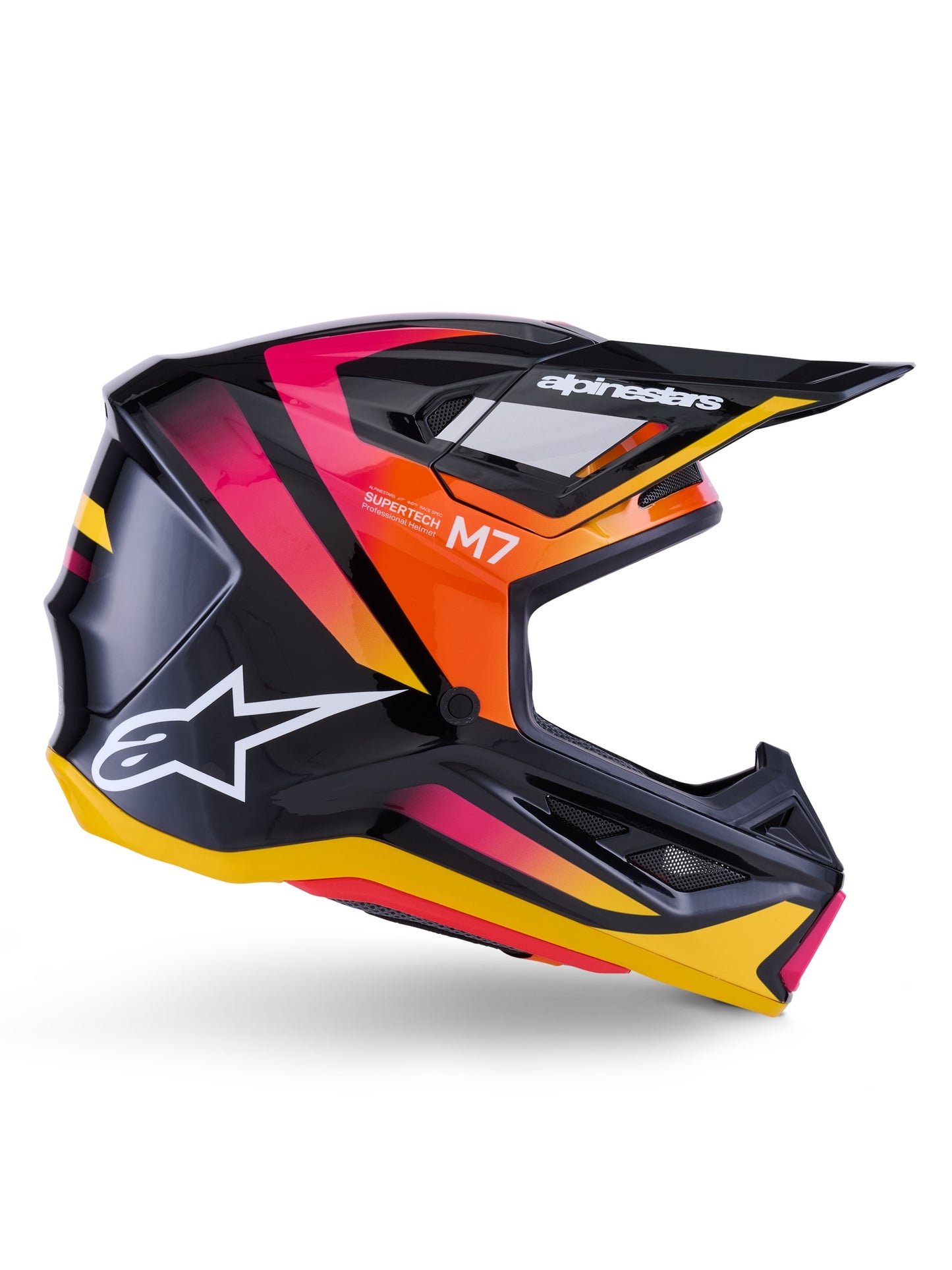 ALPINESTARS 2026 S-M7 RISE HELMET - BLACK YELLOW PINK GLOSSY