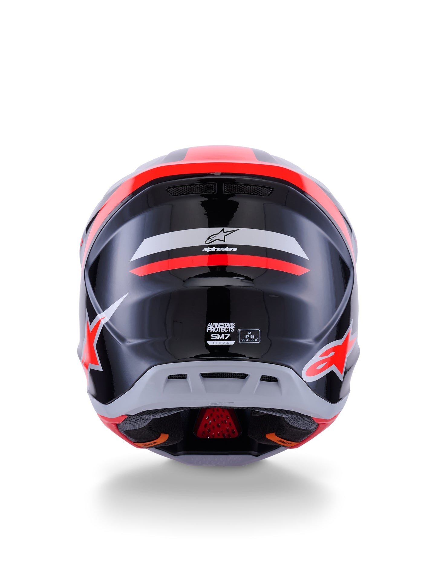 ALPINESTARS 2026 S-M7 RISE HELMET - BLACK SILVER RED FLUO GLOSSY