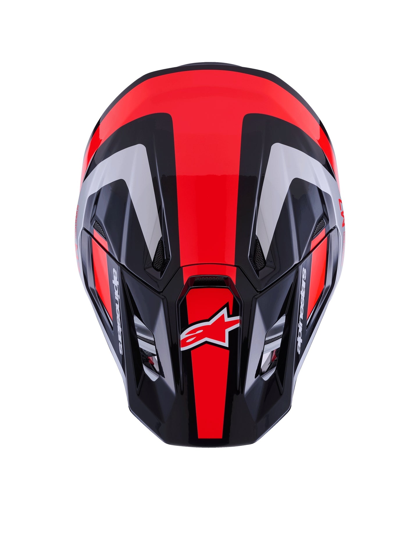 ALPINESTARS 2026 S-M7 RISE HELMET - BLACK SILVER RED FLUO GLOSSY