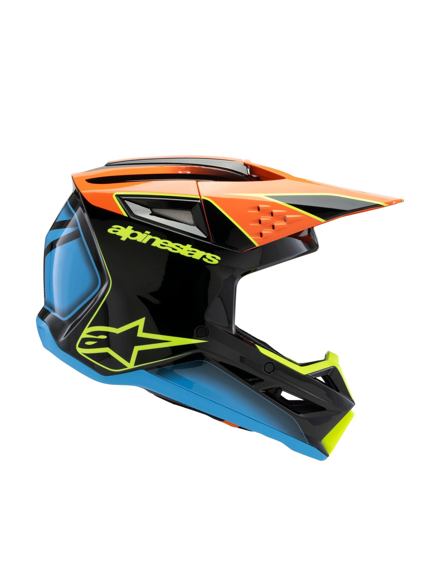 ALPINESTARS 2025 YOUTH SUPERTECH M3 FRAY HELMET - BLACK ORANGE YELLOW FLUO GLOSSY