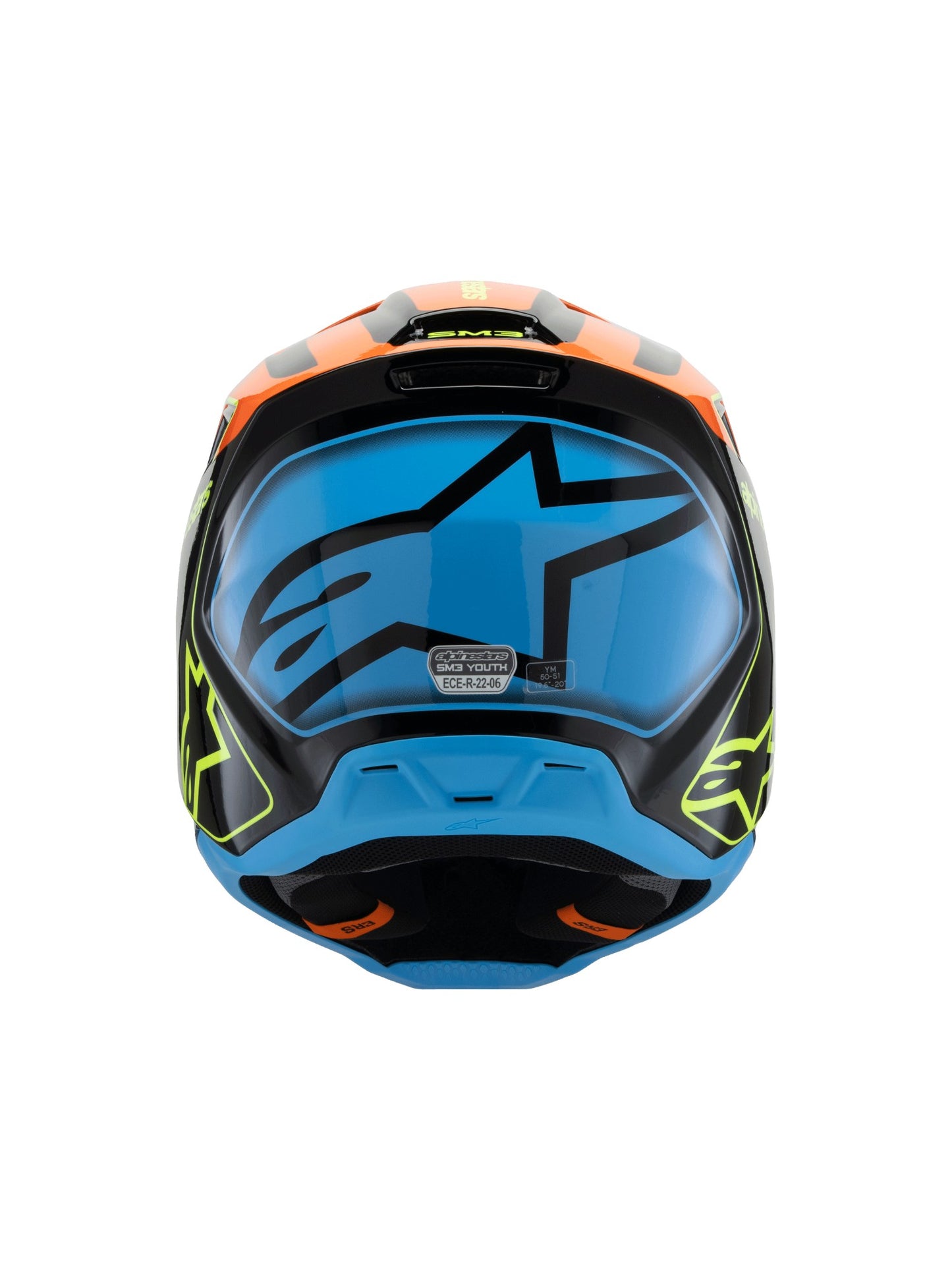 ALPINESTARS 2025 YOUTH SUPERTECH M3 FRAY HELMET - BLACK ORANGE YELLOW FLUO GLOSSY