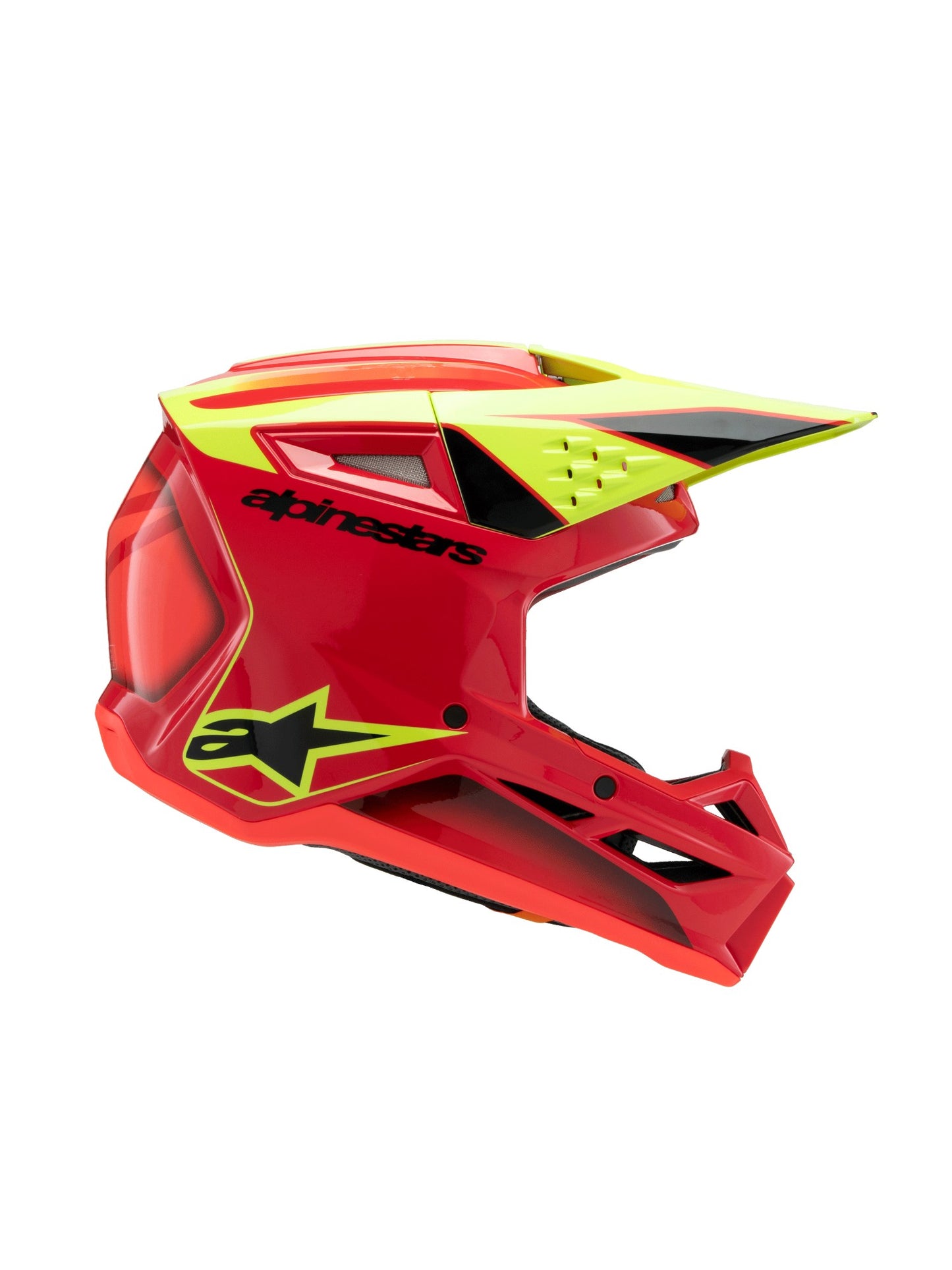 ALPINESTARS 2025 YOUTH SUPERTECH M3 FRAY HELMET - RED YELLOW FLUO BLACK GLOSSY