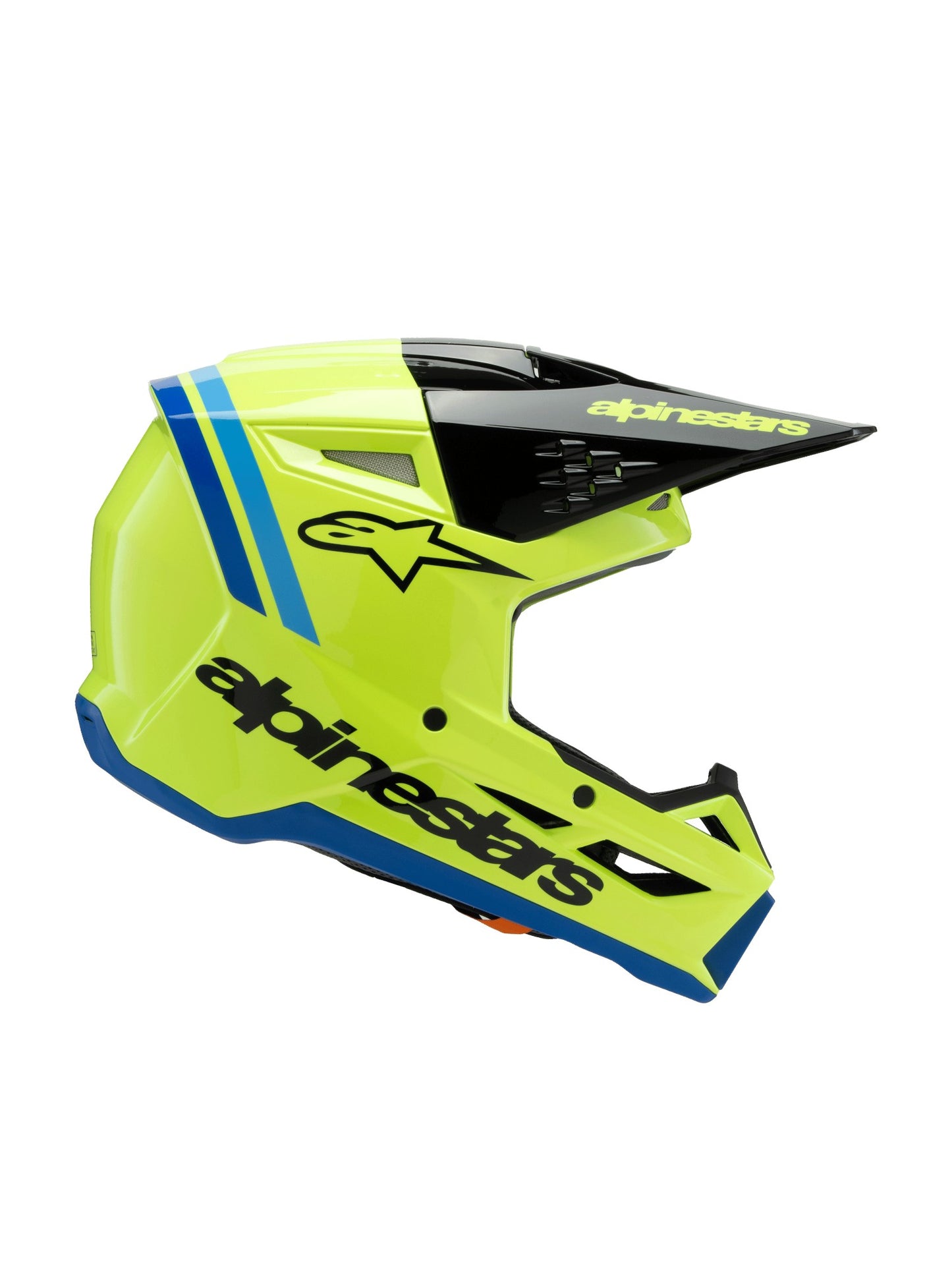 ALPINESTARS 2025 YOUTH SUPERTECH M3 RADIUM HELMET - YELLOW FLUO BLACK BLUE GLOSSY