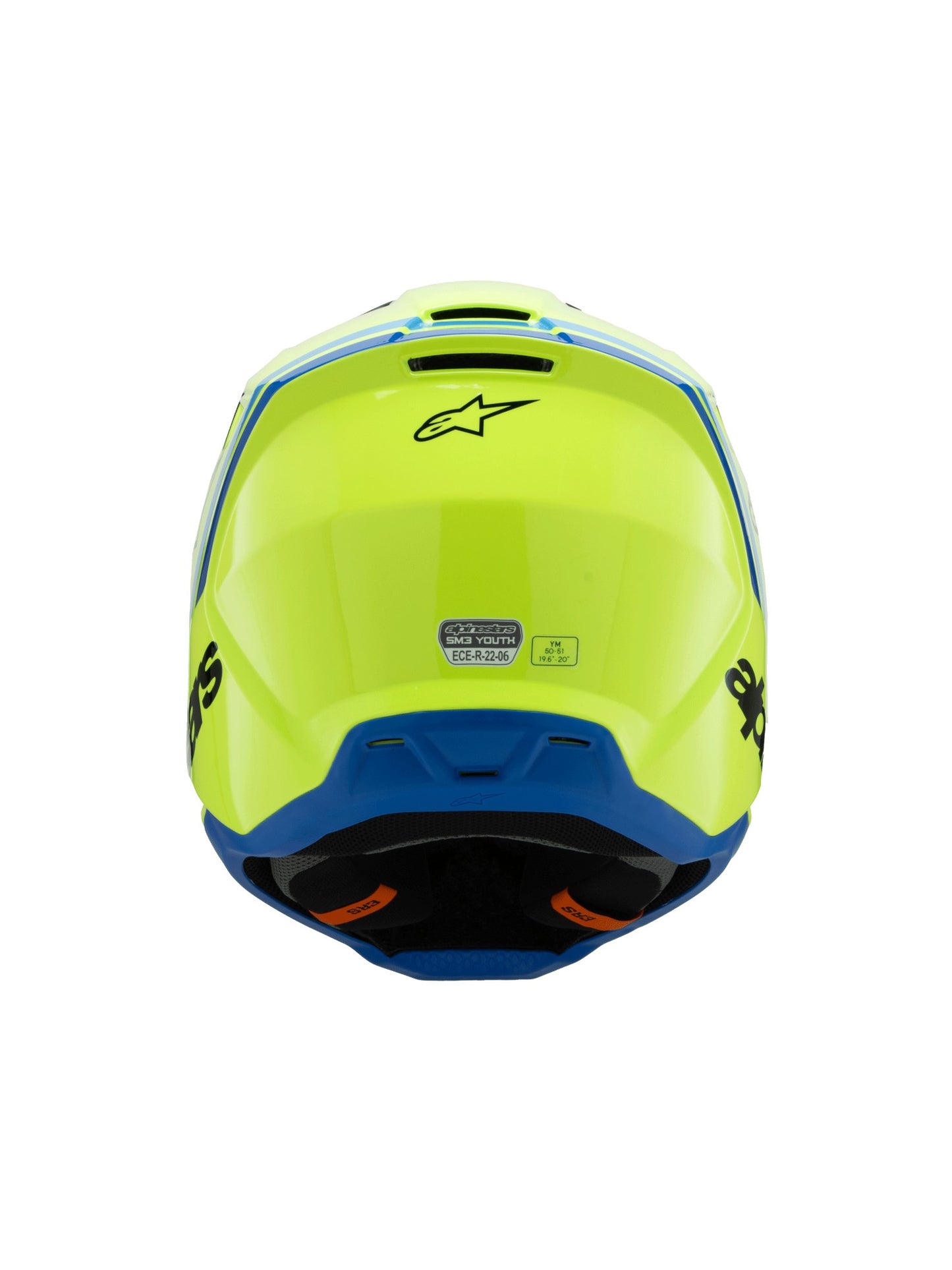 ALPINESTARS 2025 YOUTH SUPERTECH M3 RADIUM HELMET - YELLOW FLUO BLACK BLUE GLOSSY