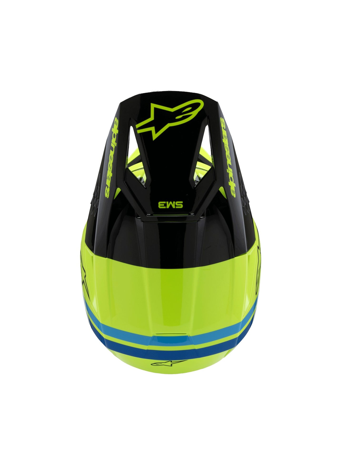 ALPINESTARS 2025 YOUTH SUPERTECH M3 RADIUM HELMET - YELLOW FLUO BLACK BLUE GLOSSY