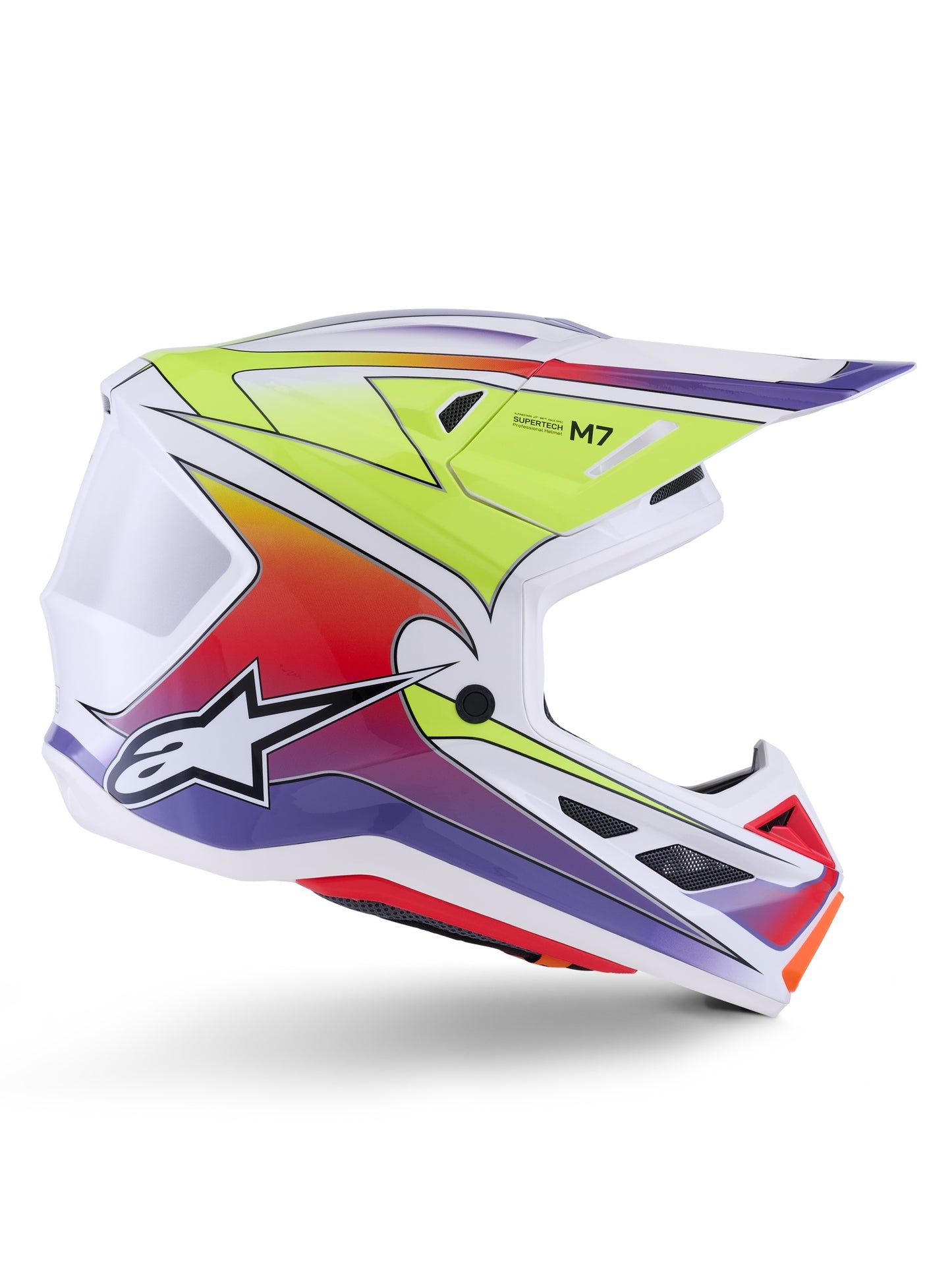 ALPINESTARS 2026 S-M7 FUSE HELMET - WHITE YELLOW FLUO PURPLE GLOSSY