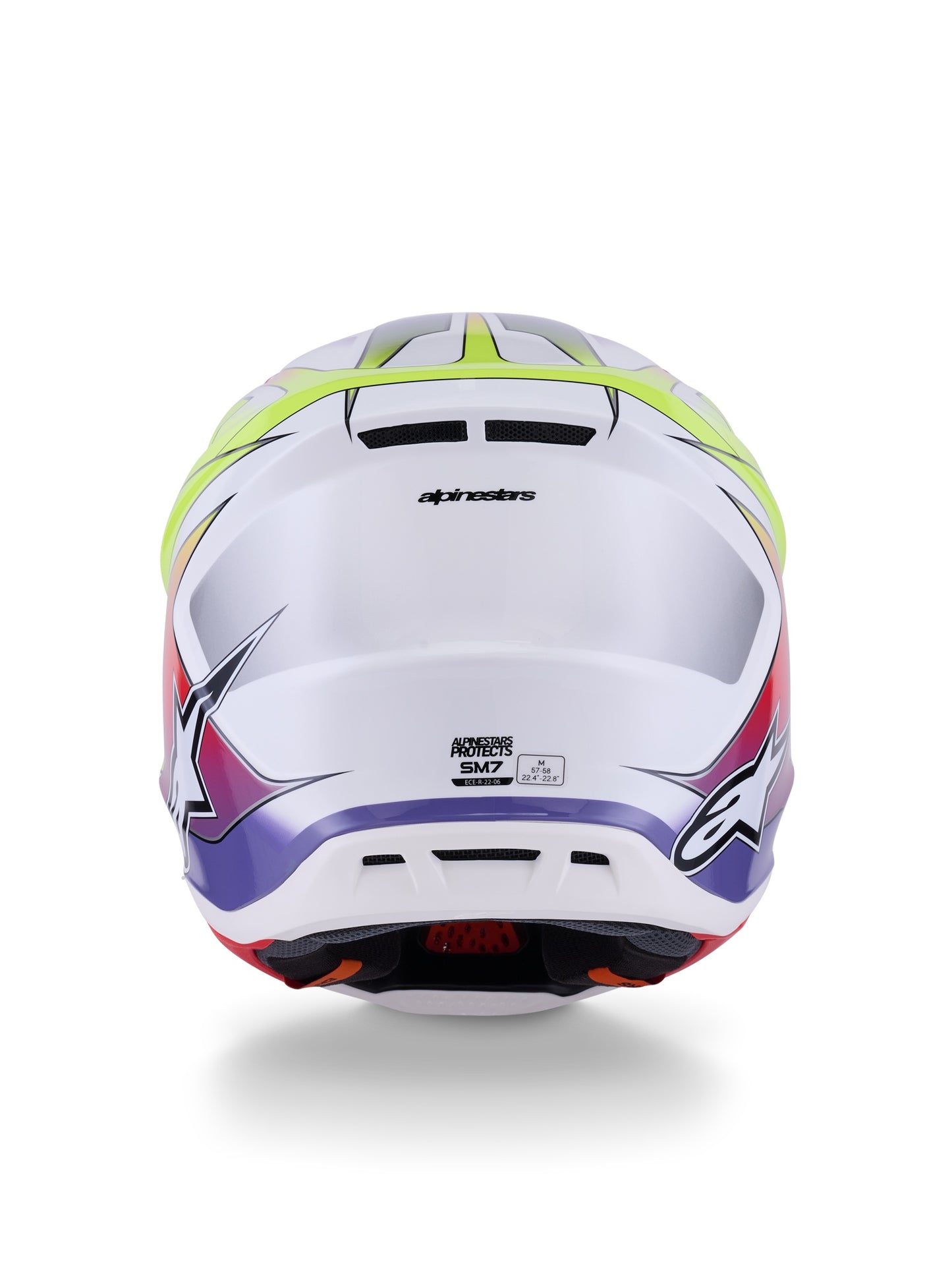 ALPINESTARS 2026 S-M7 FUSE HELMET - WHITE YELLOW FLUO PURPLE GLOSSY
