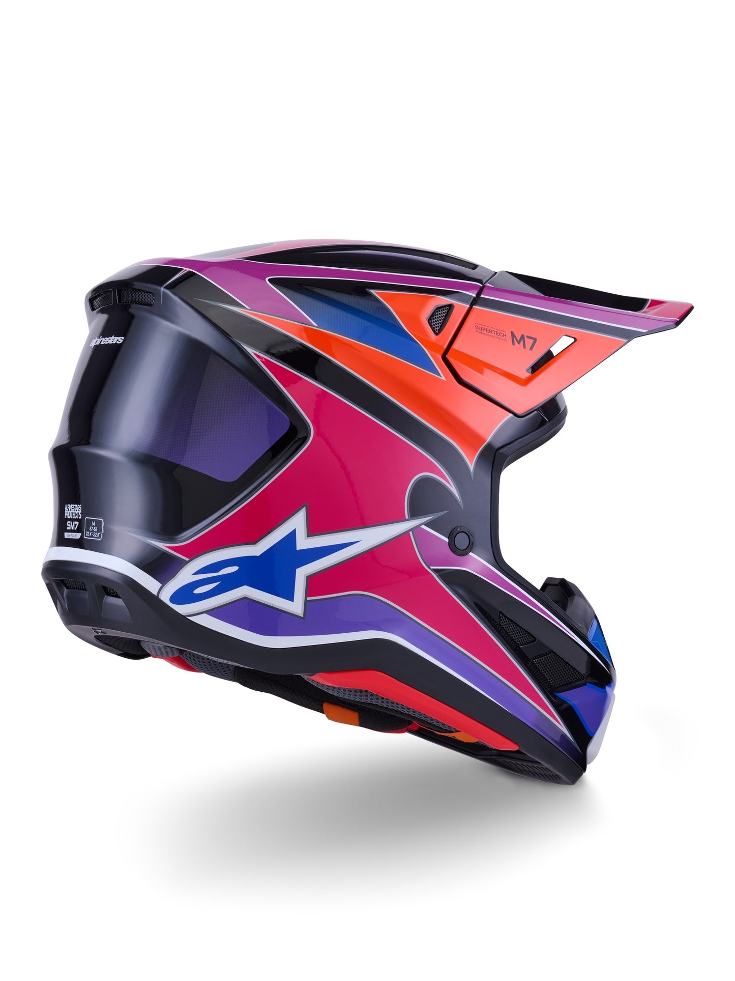 ALPINESTARS 2026 S-M7 FUSE HELMET - BLUE PURPLE PINK GLOSSY
