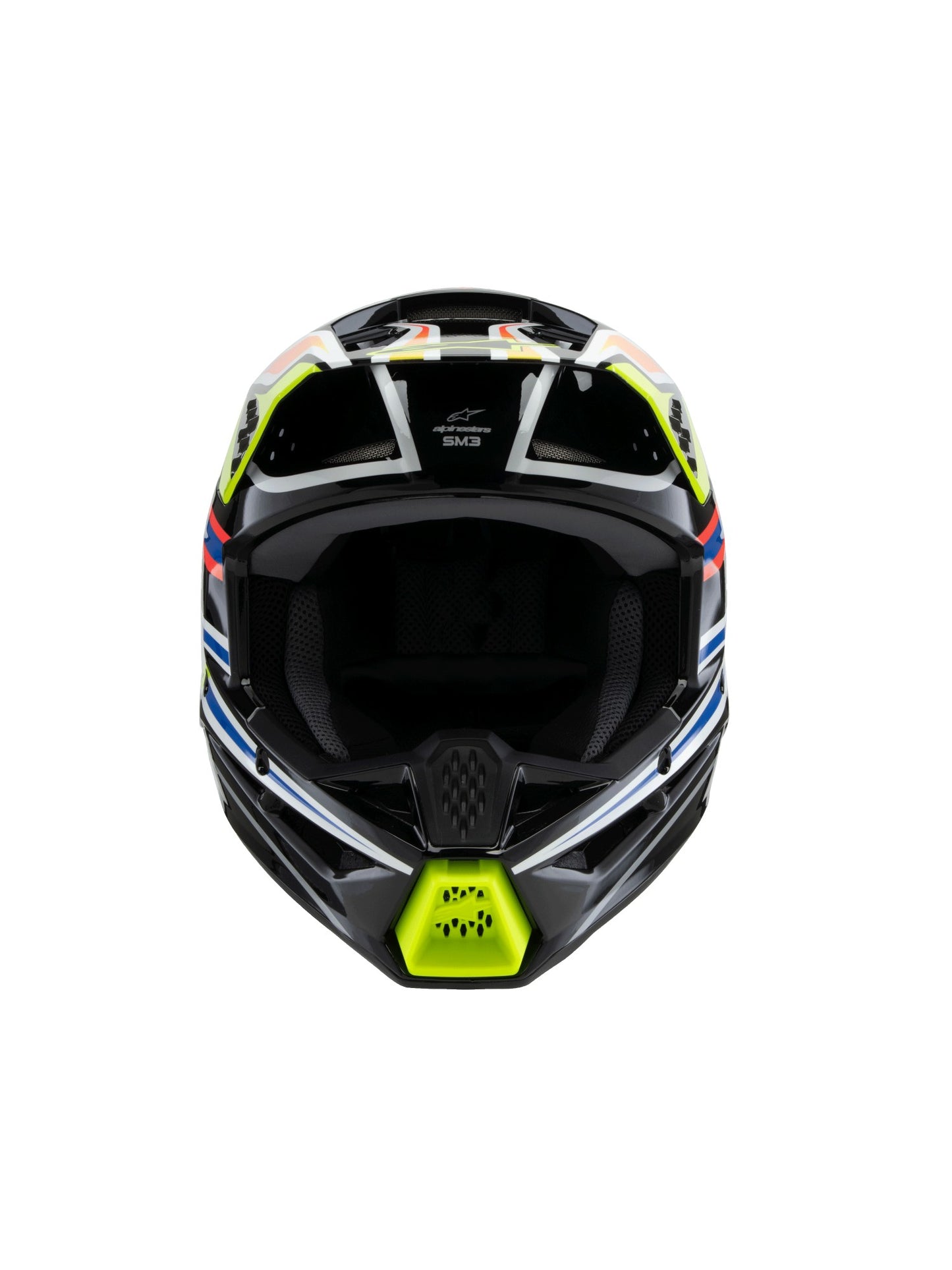 ALPINESTARS 2025 YOUTH SUPERTECH M3 WURX HELMET - BLACK YELLOW FLUO BLUE RED GLOSSY