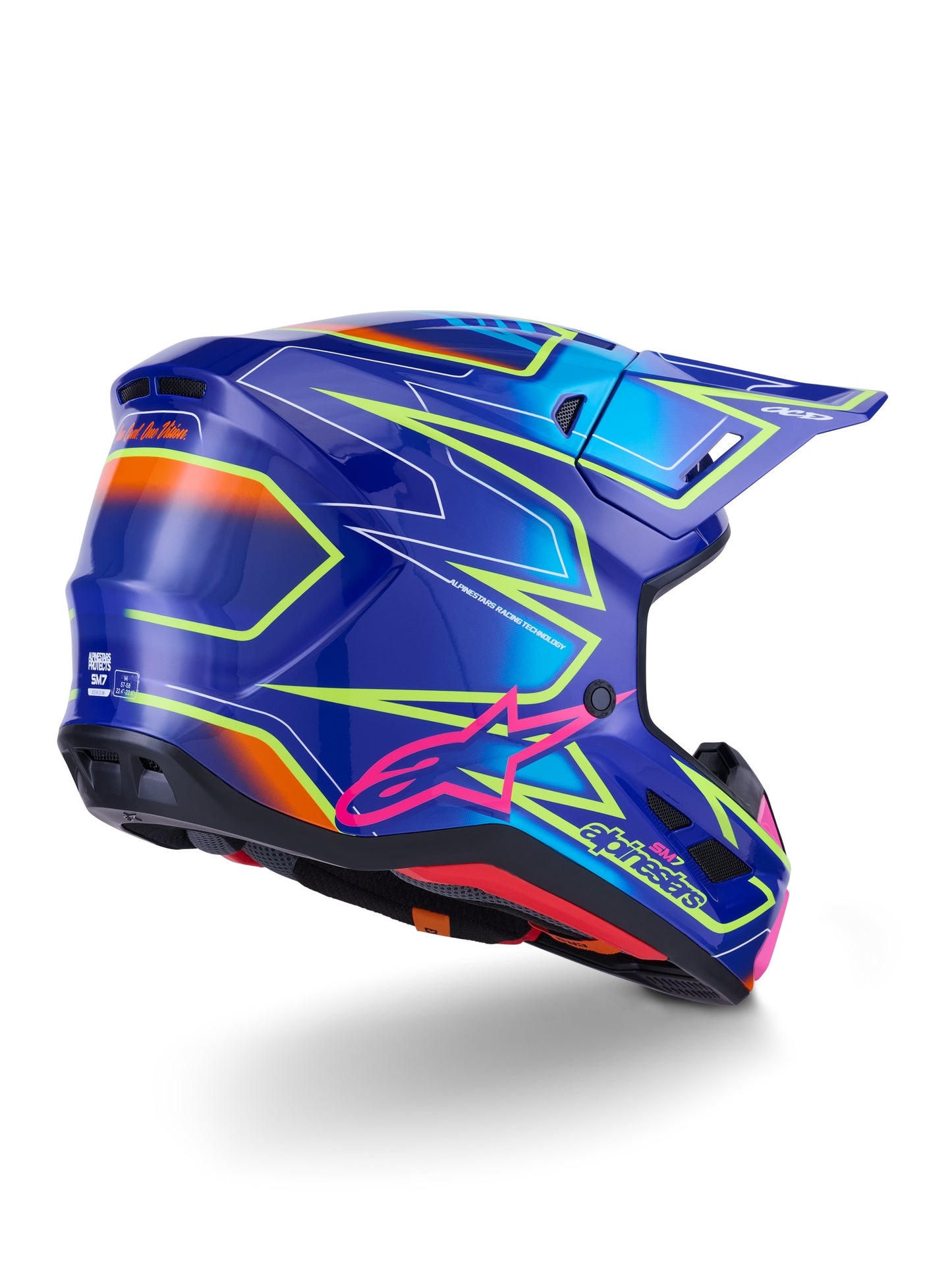ALPINESTARS 2026 S-M7 CAST HELMET - BLUE PINK YELLOW FLUO GLOSSY