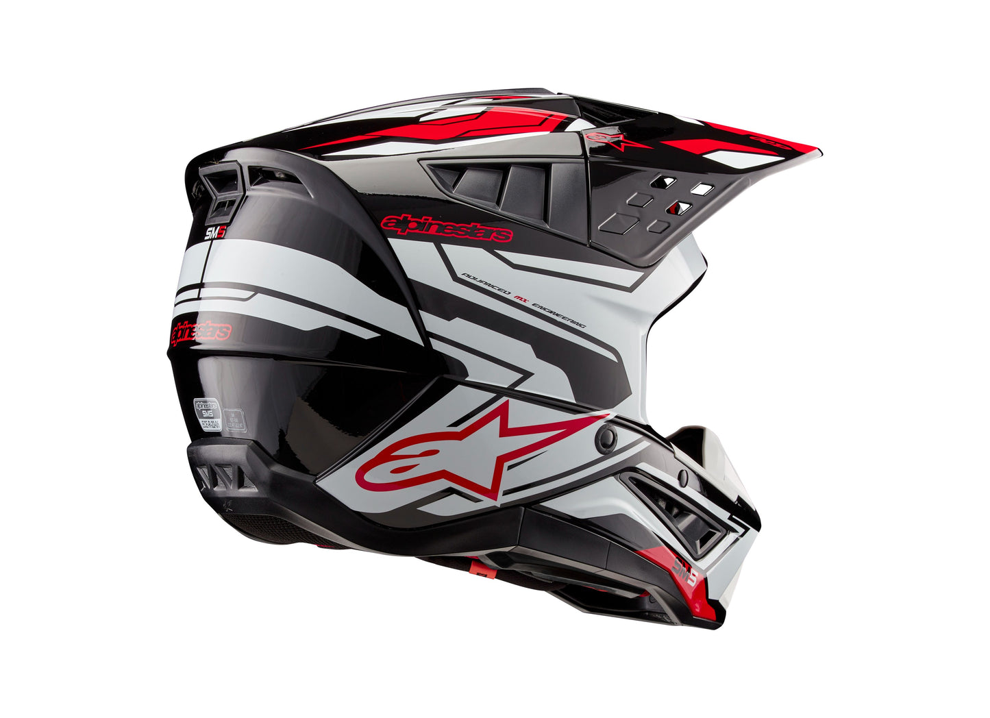 ALPINESTARS 2025 SUPERTECH M5 ACTION 2 HELMET - BLACK/WHITE/BRIGHT RED GLOSSY