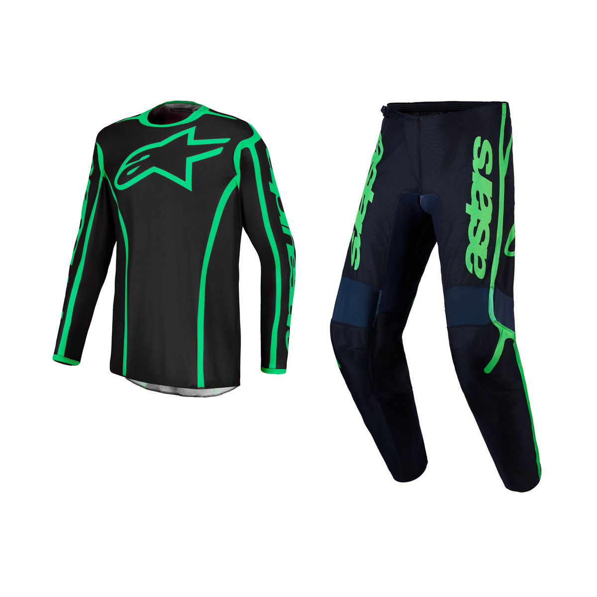 Alpinestars 2027 Fluid Apex V2 Gear Set - Black Green Fluo