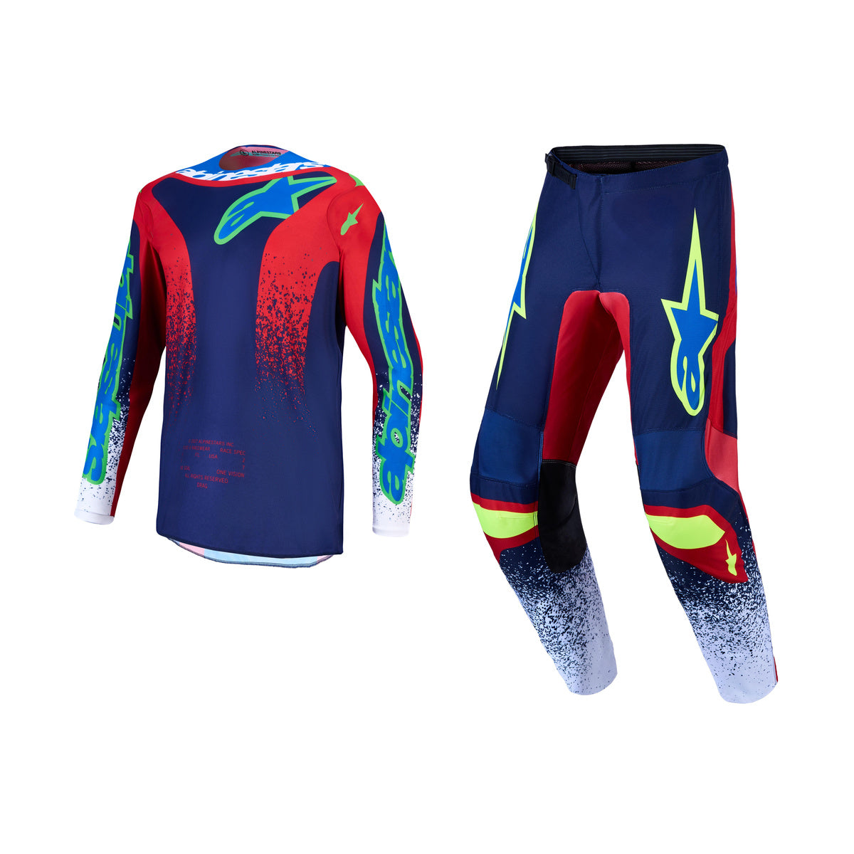 Alpinestars 2027 Fluid Drag Gear Set - Blue Navy Fire Red White
