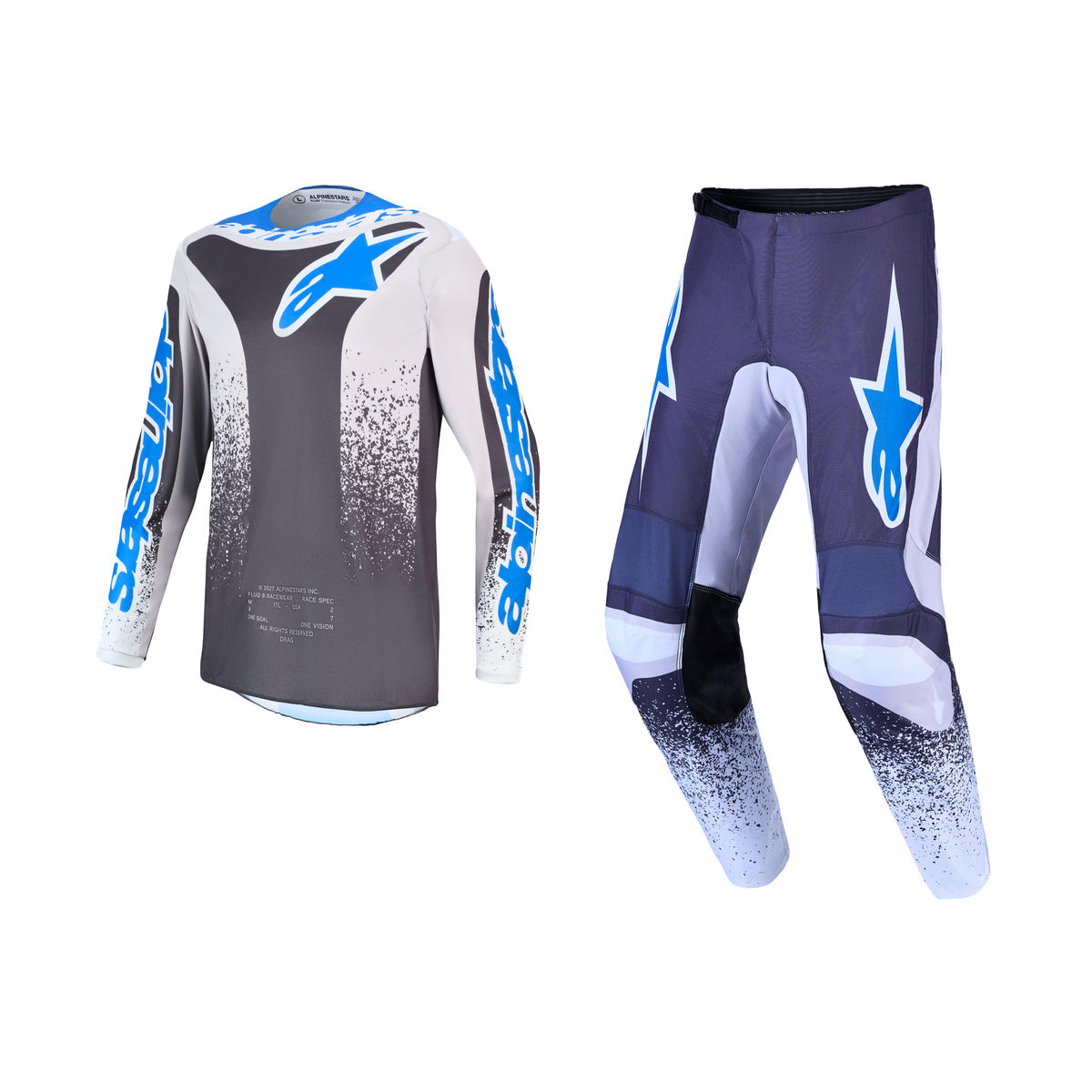 Alpinestars 2027 Fluid Drag Gear Set - Graystone Light Lilac UCLA Blue
