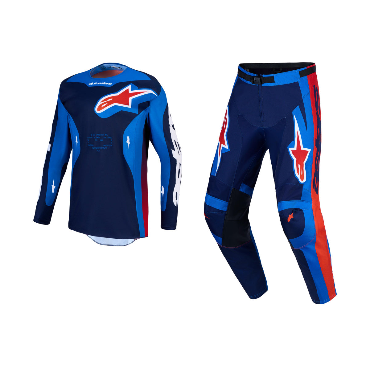 Alpinestars 2027 Racer Hunt Gear Set - Strong Blue Deep Blue Fire Red