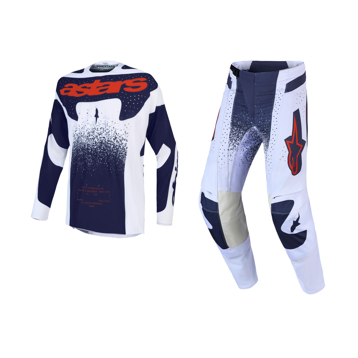 Alpinestars 2027 Techstar Swan Gear Set - Light Lilac Dark Gray Red Fluo