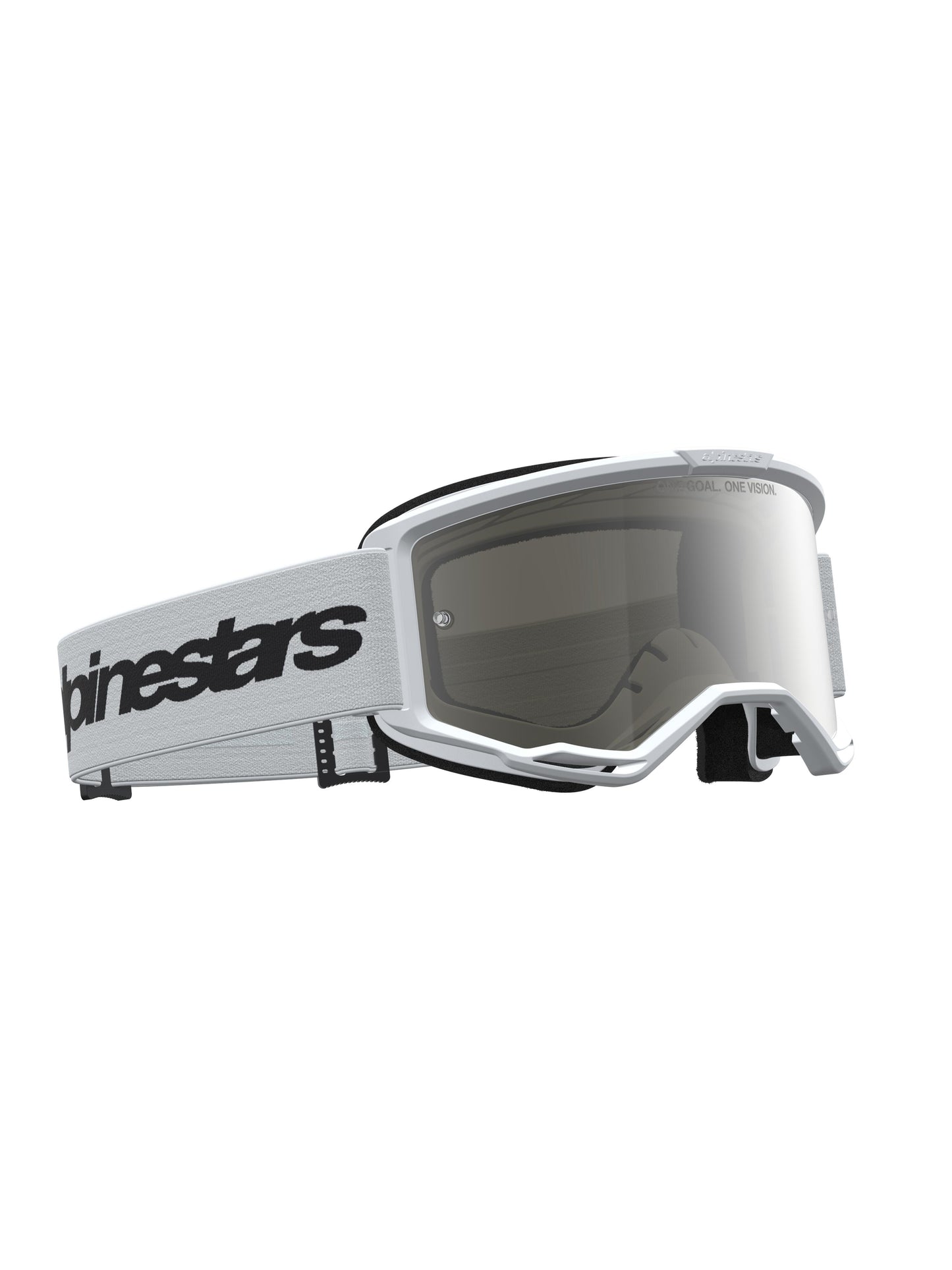 Alpinestars 2027 Vision 3 Wordmark Goggles - White Black / Mirror Silver Lens