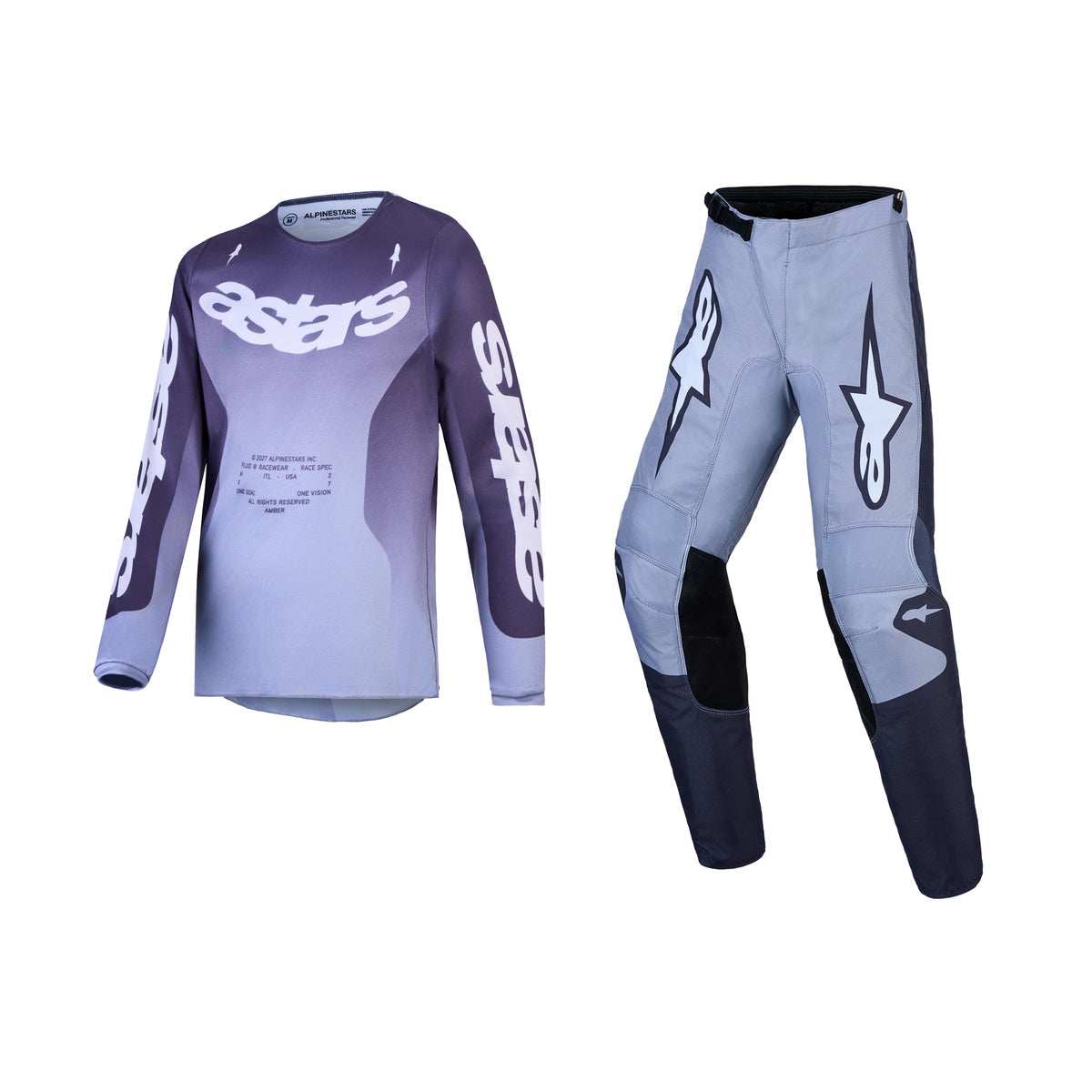 Alpinestars 2027 Youth Fluid Amber Gear Set - Graystone Cold Gray Light Lilac