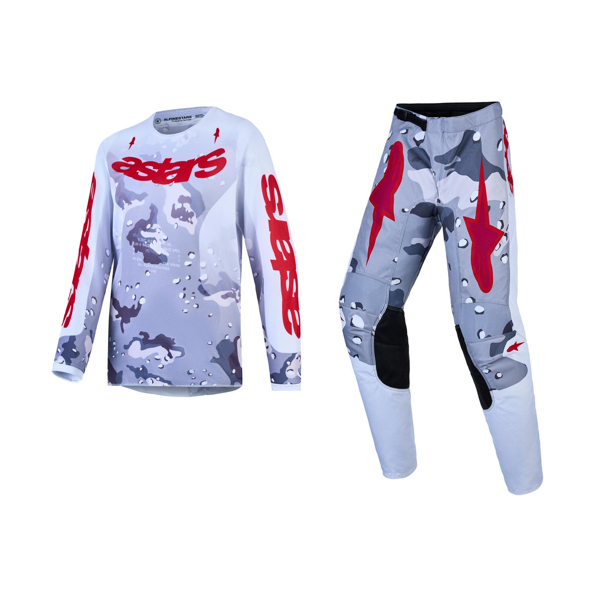Alpinestars 2027 Youth Fluid Lone Gear Set - Gray Camo White Fire Red