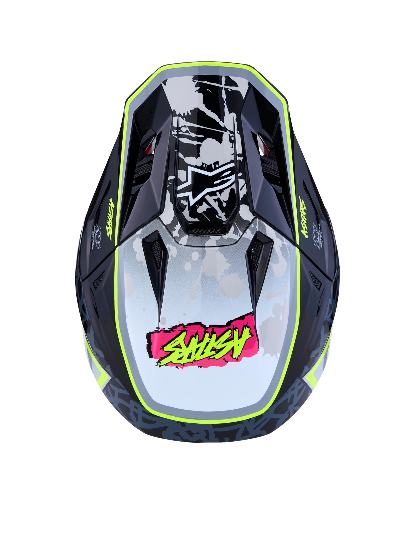 Alpinestars SM7 Blaster Helmet - Black Gray White Yellow Fluo Glossy