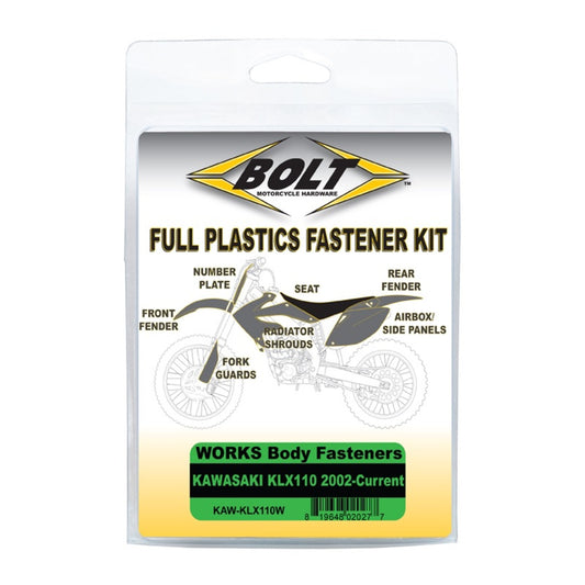 Bolt Body Work Fastener Kit Kawasaki KLX110 \'02-Current (Works Kit)