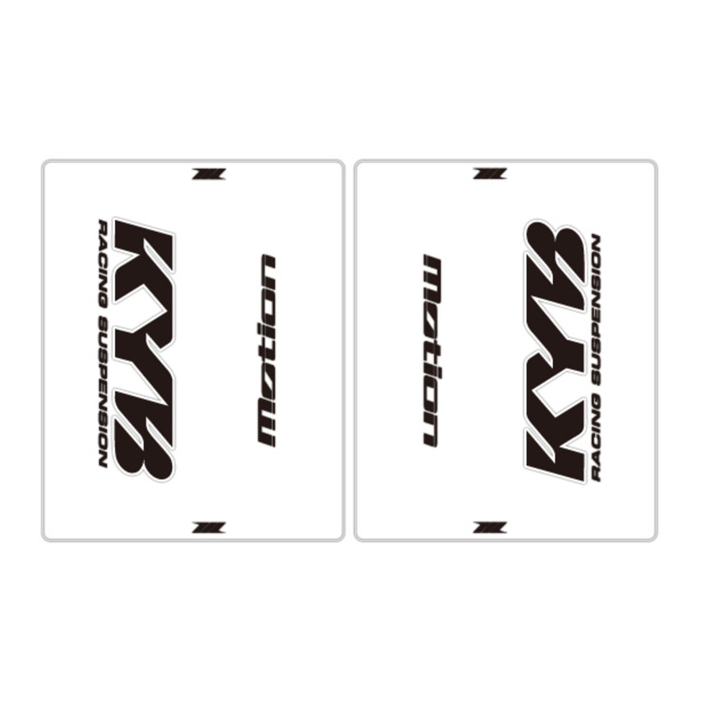 DRC Motion Front Fork Outer Decals- KYB 14 - Clear/Black/White