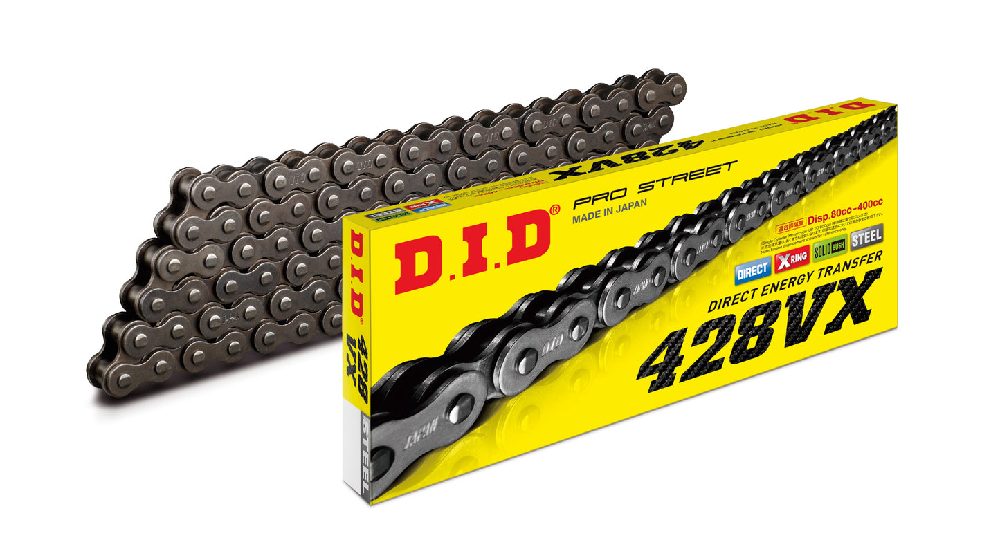 DID 428VX PRO STREET X-RING CHAIN (FB) - NATURAL STEEL