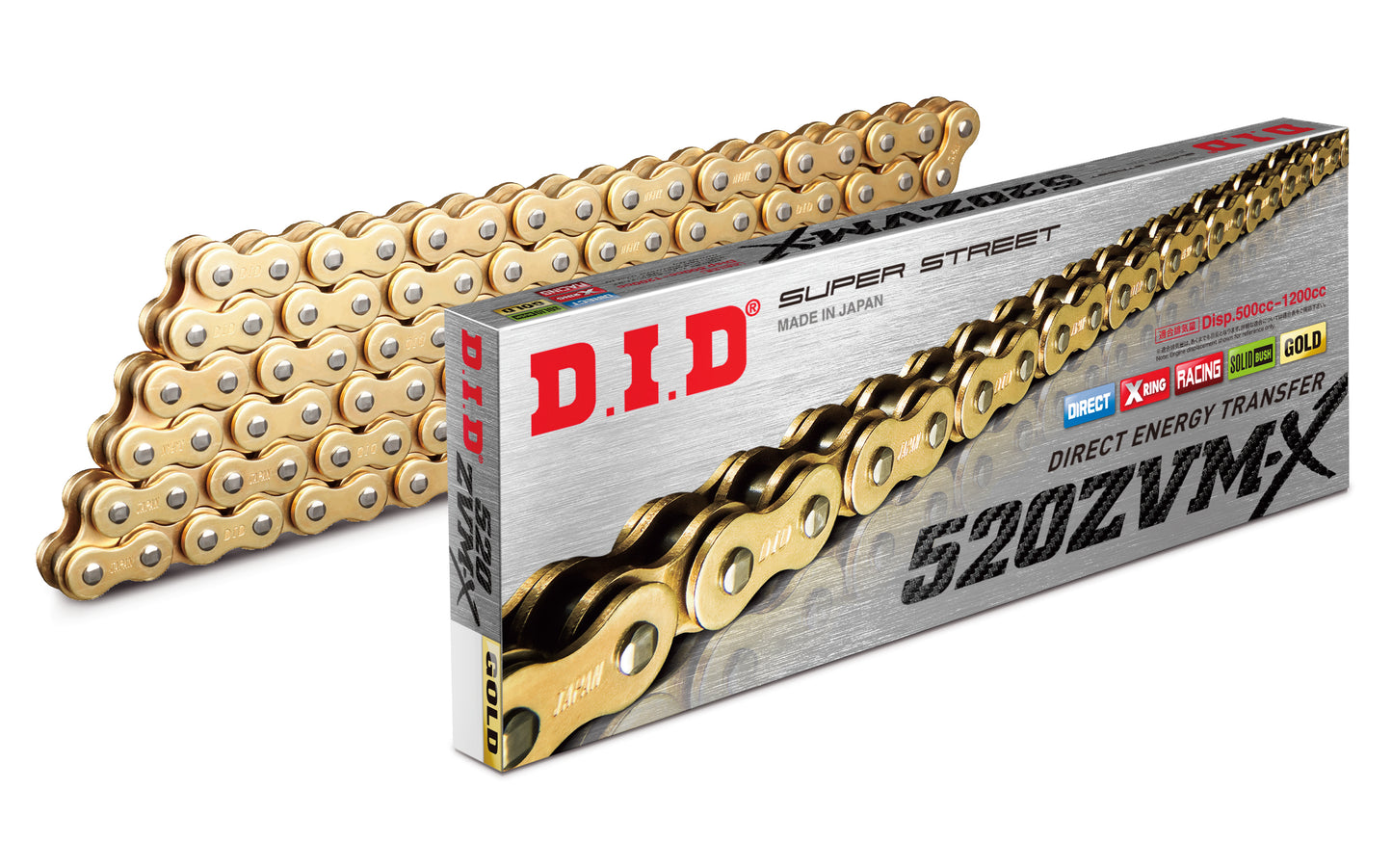 DID 520ZVM-X SUPER STREET X-RING CHAIN (ZB) - GOLD