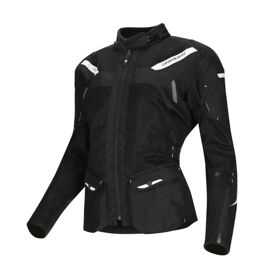DRIRIDER APEX 6 AIRFLOW LADIES JACKET - BLACK/WHITE