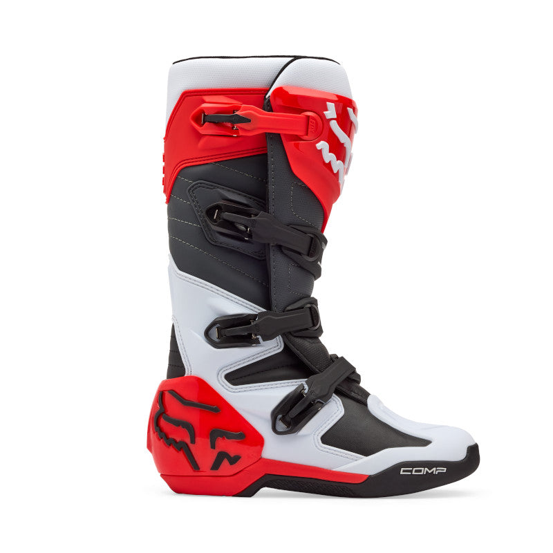FOX COMP BOOTS - WHITE/FLO RED