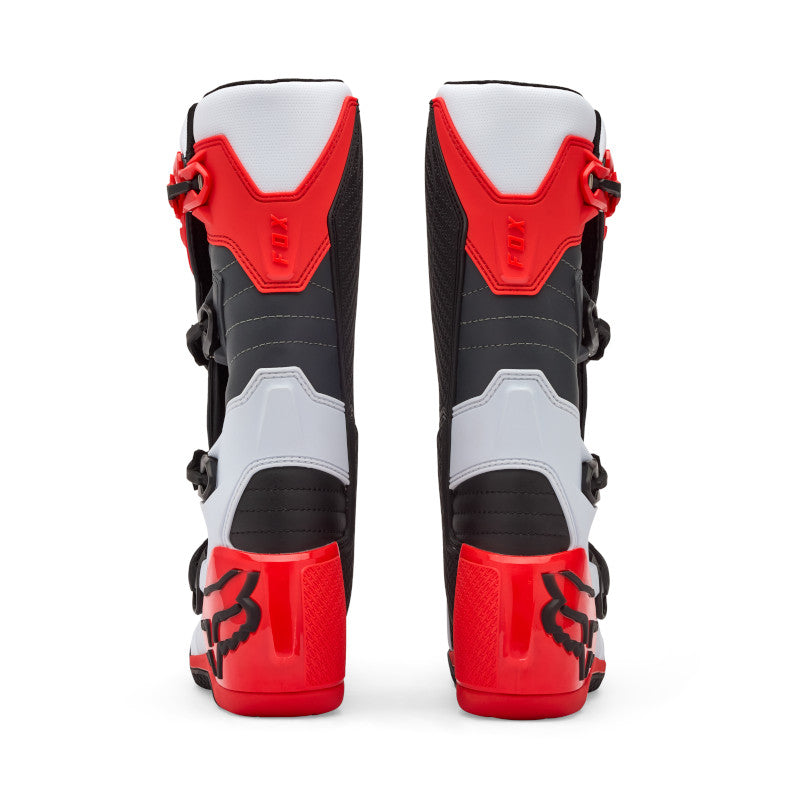 FOX COMP BOOTS - WHITE/FLO RED