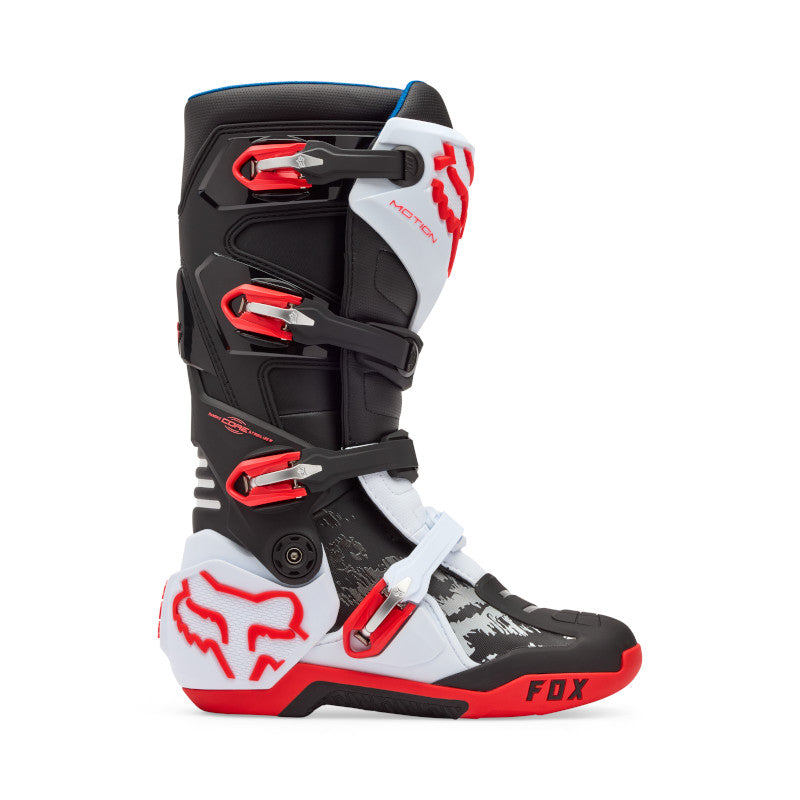 FOX MOTION BOOTS - WHITE/FLO RED