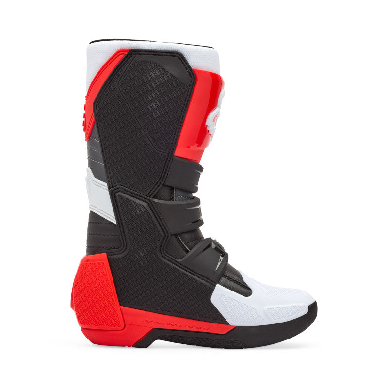 FOX YOUTH COMP BOOTS - WHITE/FLO RED