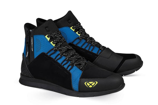 IXON FREAKY WP BOOTS - BLACK/BLUE/YELLOW CASSONS PTY LTD sold by Cully's Yamaha