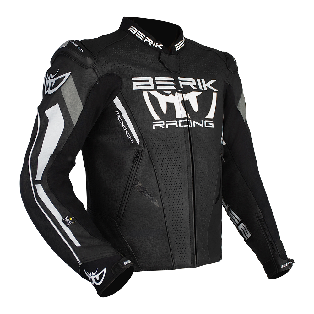 BERIK APEX SPORTS LEATHER JACKET - BLACK/WHITE