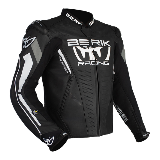 BERIK APEX SPORTS LEATHER JACKET - BLACK/WHITE