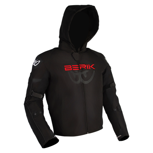 BERIK STAR HOODIE - BLACK/FLURO-RED
