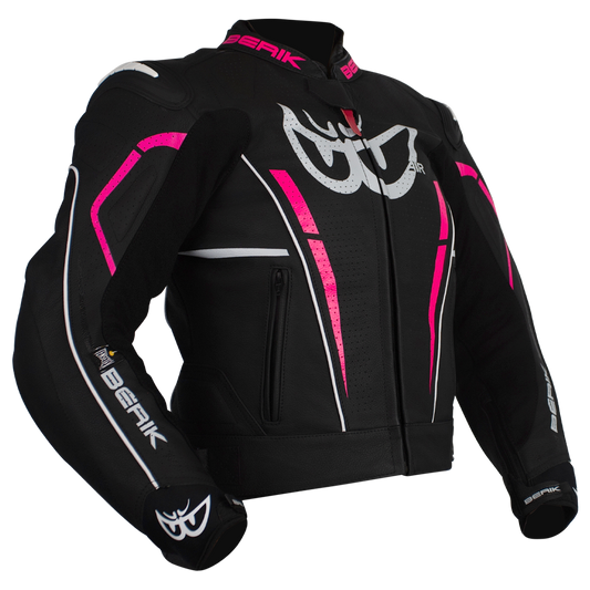 BERIK VALENTINA LADIES LEATHER JACKET - BLACK/PINK