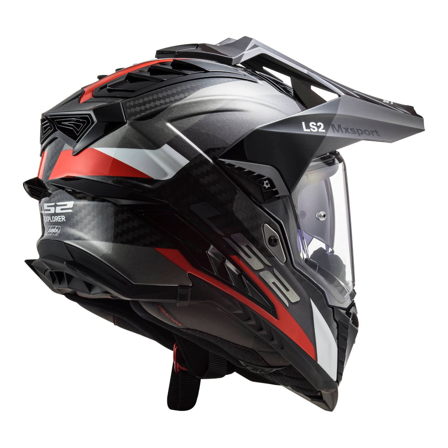 LS2 MX701 EXPLRER CARBON FRONTIER HELMET - TITANIUM/RED