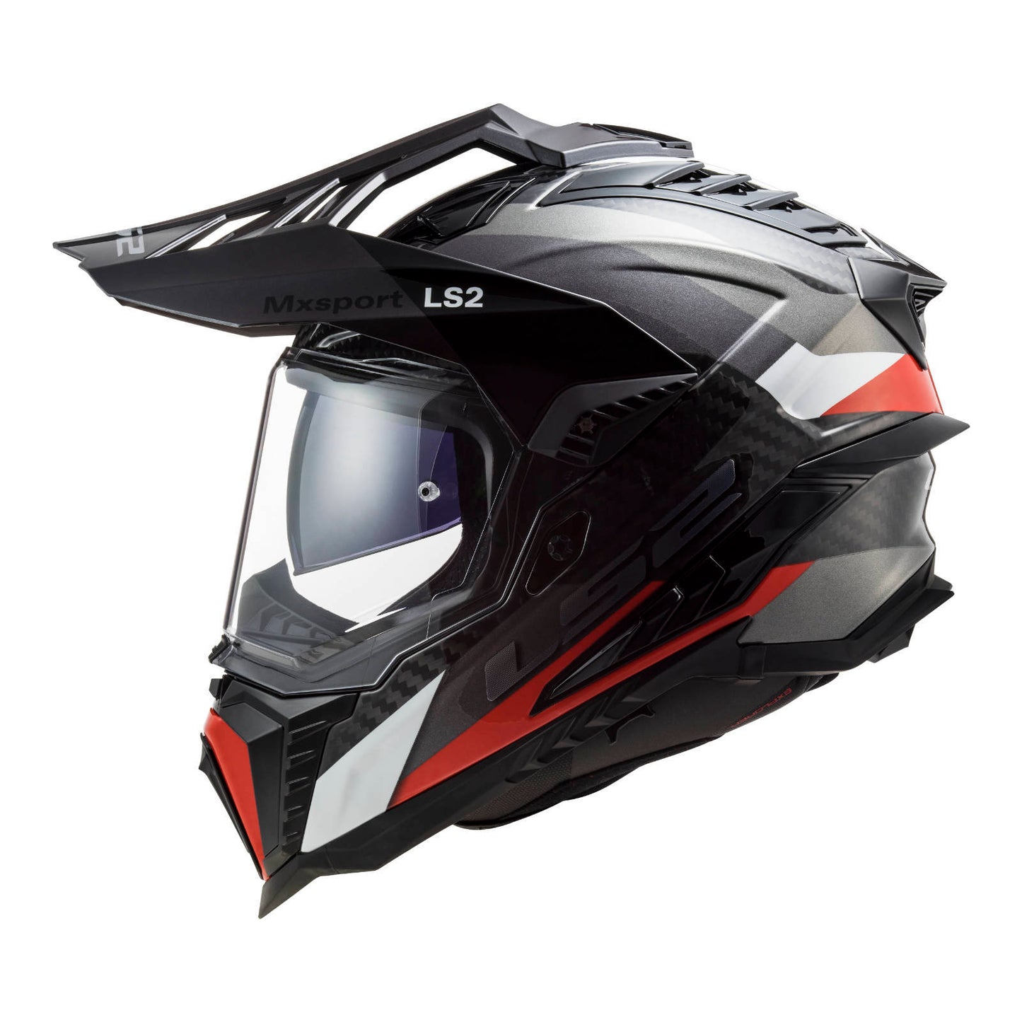 LS2 MX701 EXPLRER CARBON FRONTIER HELMET - TITANIUM/RED