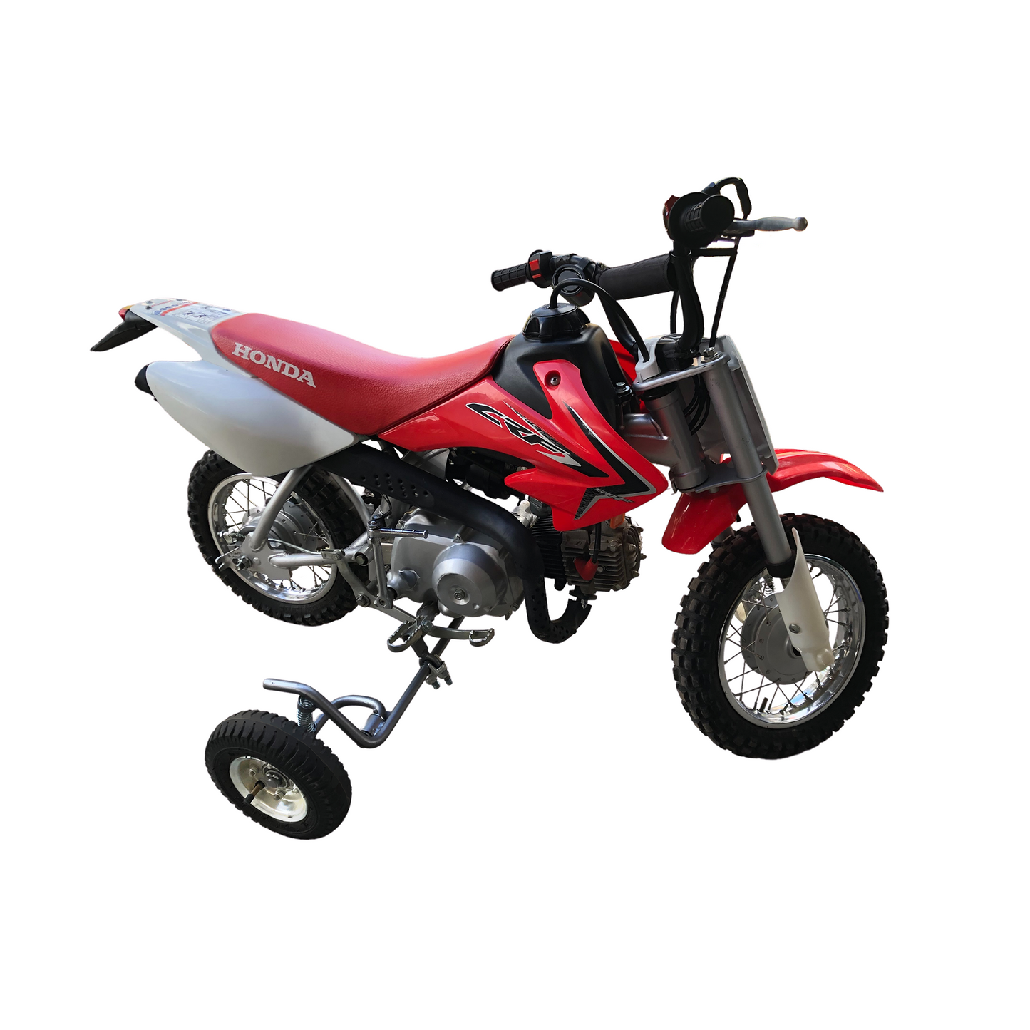 MINI MOTO MID MOUNT SPRING LOADED TRAINING WHEELS PW50, TTR50, CRF50 & DRZ50 - SILVER