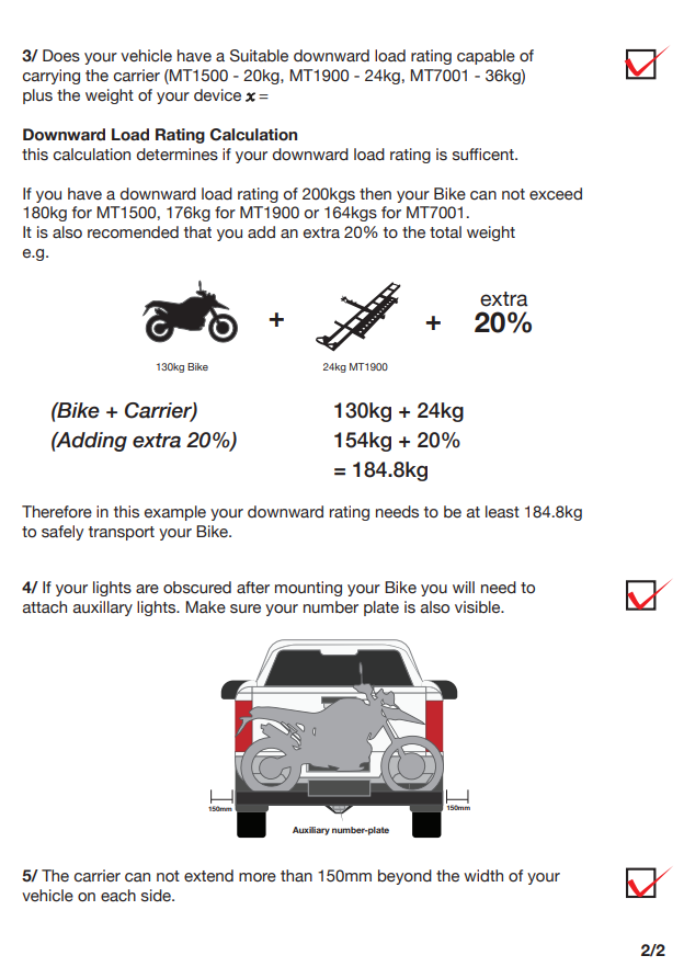 MO-TOW 1.9M HEAVY DUTY BIKE CARRIER (rated to 270kg)