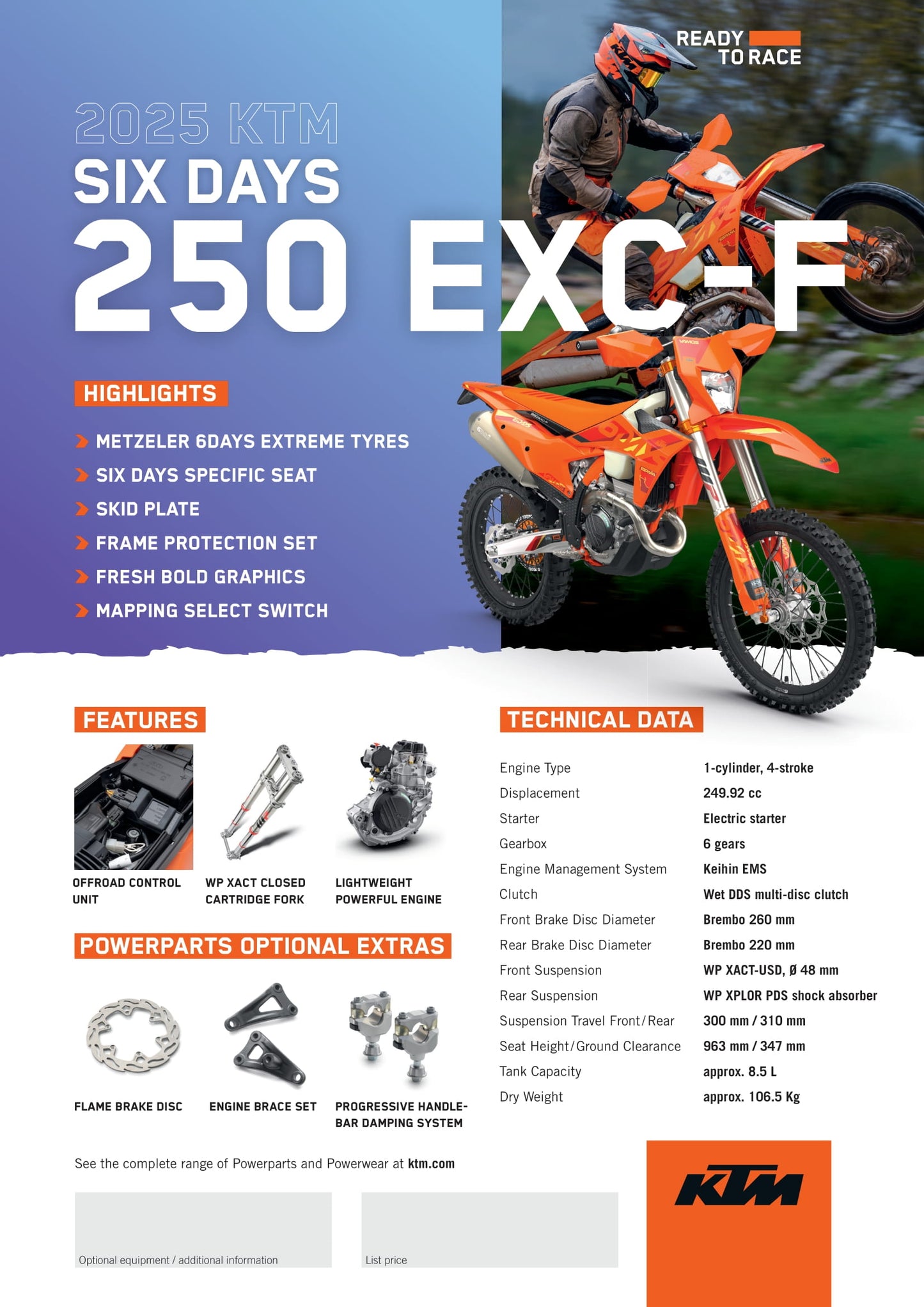 2025 KTM 250 EXC-F SIX DAYS
