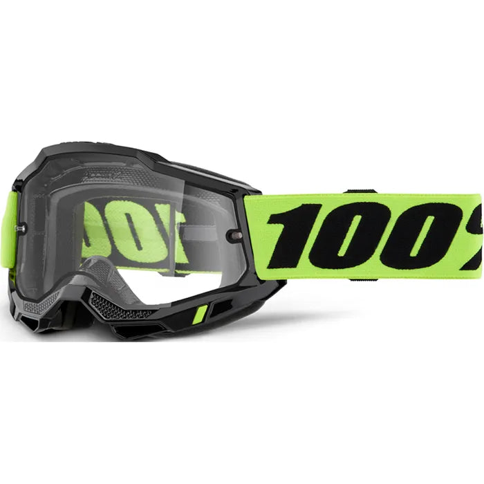 100% Accuri 2 Enduro Moto Goggles - Neon Yellow (Clear)