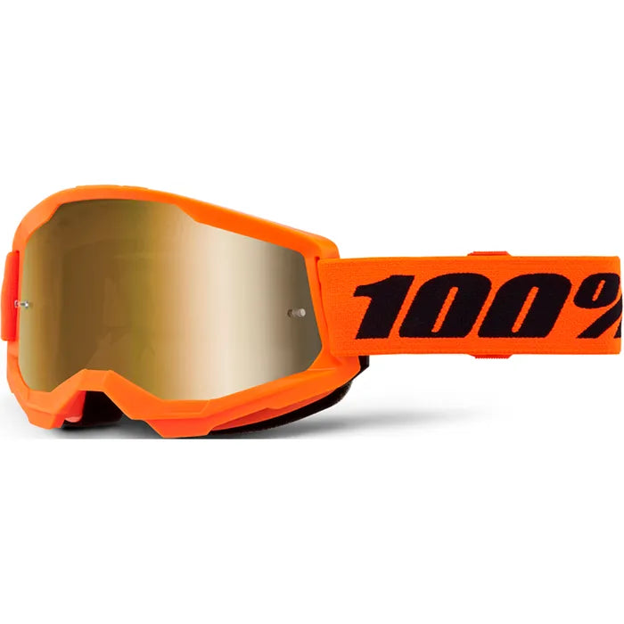 100% Strata 2 Goggles - Neon Orange (Mirror Gold Lens)
