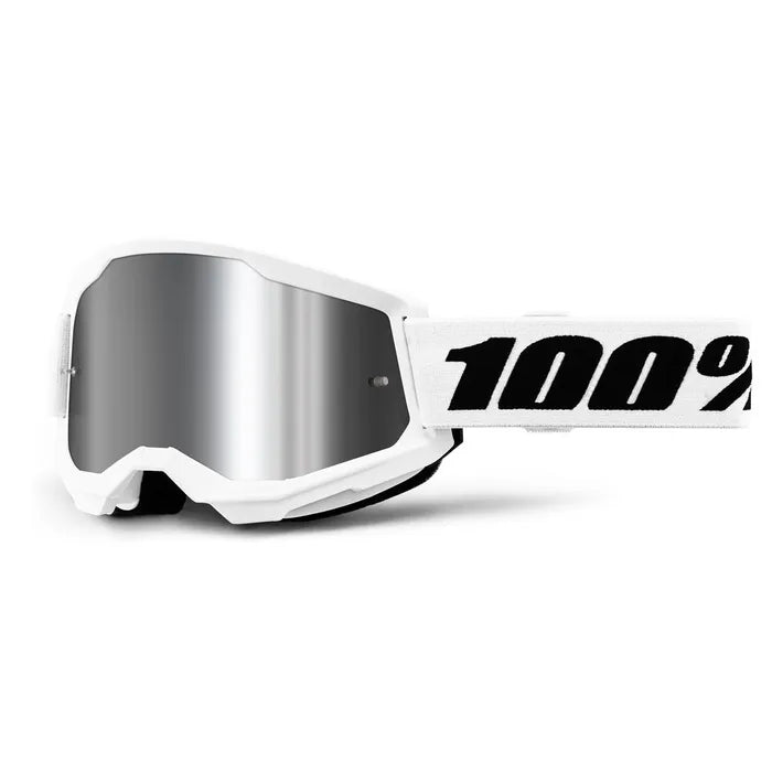 100% Strata 2 Goggles - White (Mirror Silver Lens)