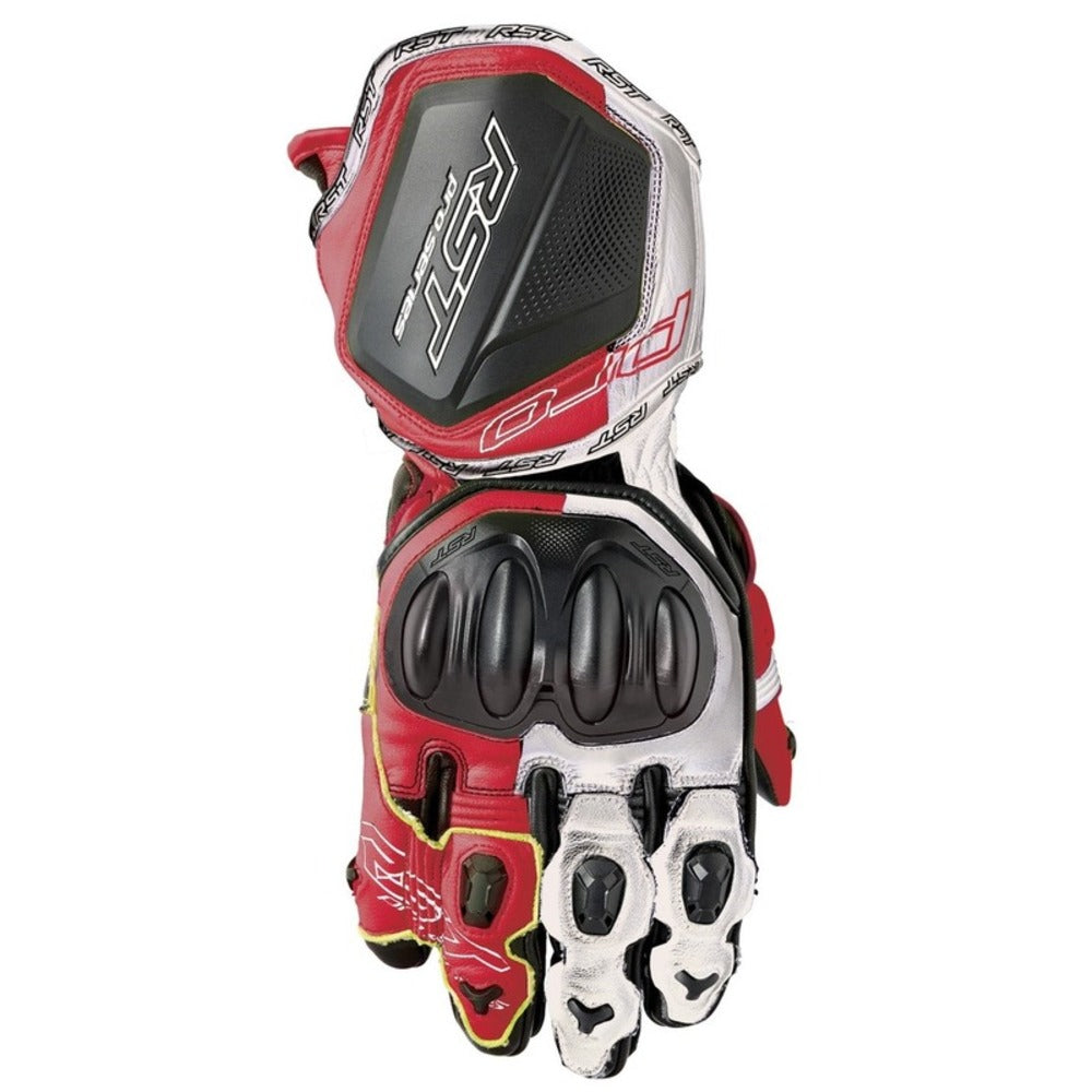 RST Pro Series GP D3O CE Kangaroo Race Gloves - Red / White