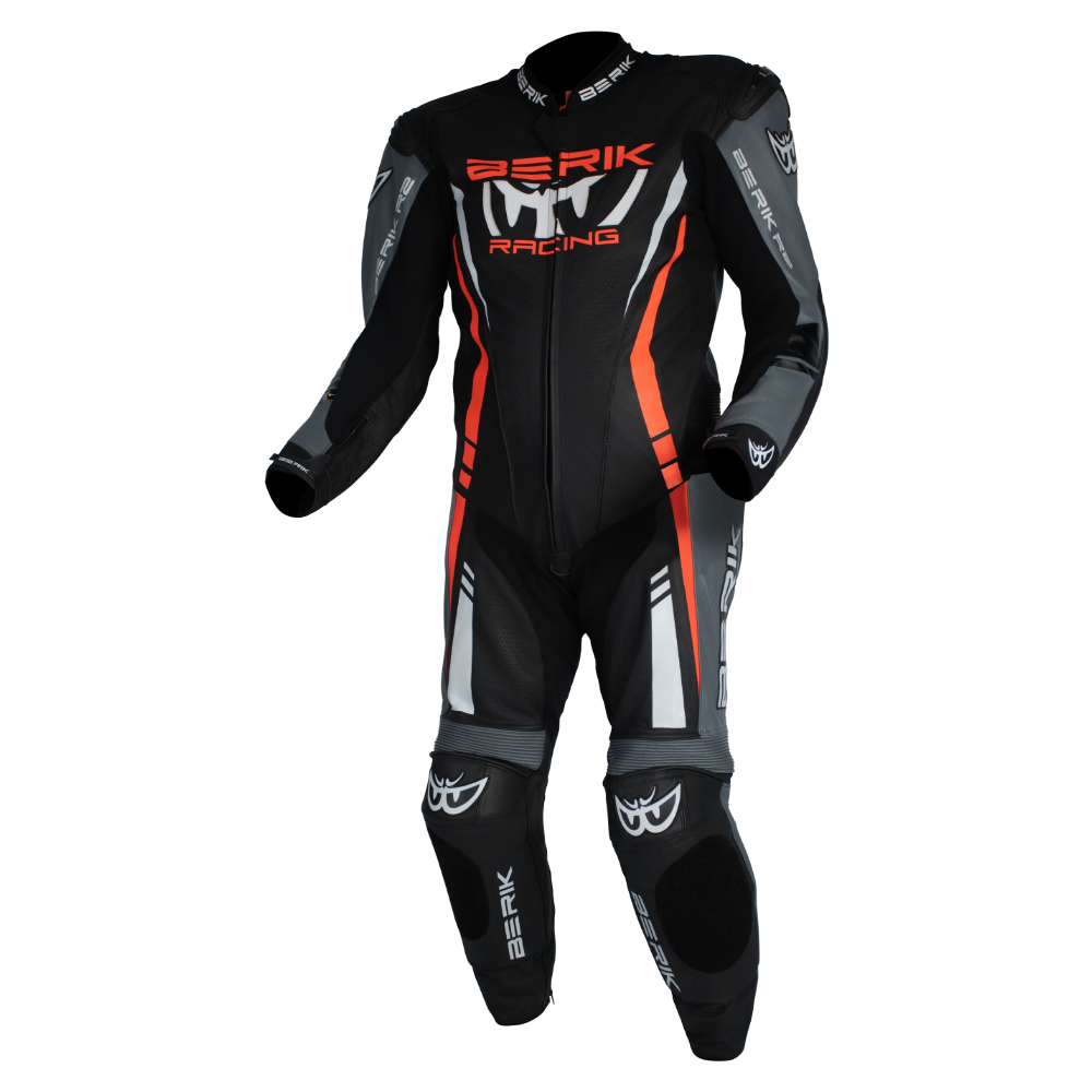 BERIK SICILY LEATHER SUITS - BLACK/GREY/RED
