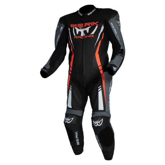 BERIK SICILY LEATHER SUITS - BLACK/GREY/RED